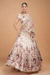 Buy_Nirraamyaa_Ivory Silk, Viscose, Satin, Organza Rhinestones, Embroidery Round Lehenga Set _Online_at_Aza_Fashions