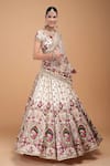 Nirraamyaa_Ivory Silk, Viscose, Satin, Organza Rhinestones, Embroidery Round Lehenga Set _at_Aza_Fashions