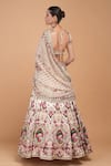 Shop_Nirraamyaa_Ivory Silk, Viscose, Satin, Organza Rhinestones, Embroidery Round Lehenga Set _at_Aza_Fashions