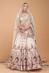 Buy_Nirraamyaa_Ivory Silk, Viscose, Satin, Organza Rhinestones, Embroidery Round Lehenga Set _at_Aza_Fashions