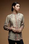 Shop_Nirraamyaa_Beige Rhinestones Mandarin Collar Embellished Shirt _Online_at_Aza_Fashions