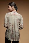 Shop_Nirraamyaa_Beige Rhinestones Mandarin Collar Embellished Shirt _at_Aza_Fashions