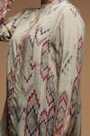 Nirraamyaa_Beige Rhinestones Mandarin Collar Embellished Shirt _at_Aza_Fashions