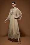 Buy_Nirraamyaa_Beige Georgette Rhinestones Keyhole Neck Embellished Maxi Dress _at_Aza_Fashions
