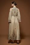 Shop_Nirraamyaa_Beige Georgette Rhinestones Keyhole Neck Embellished Maxi Dress _at_Aza_Fashions