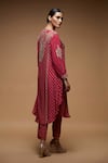 Shop_Nirraamyaa_Fuchsia Crepe, Bamboo Rhinestones Round Neck Embroidered Kurta Set _at_Aza_Fashions