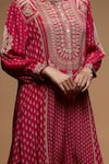 Buy_Nirraamyaa_Fuchsia Crepe, Bamboo Rhinestones Round Neck Embroidered Kurta Set 