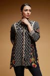 Buy_Nirraamyaa_Black Crepe Rhinestones Collared Embroidered Shirt _Online_at_Aza_Fashions
