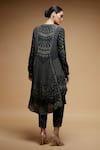 Shop_Nirraamyaa_Black Crepe, Brocade Rhinestones Round Neck Embroidered Kurta Set _at_Aza_Fashions
