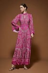Buy_Nirraamyaa_Fuchsia Crepe Rhinestones Keyhole Neck Paisley Print Gown _Online_at_Aza_Fashions