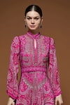 Shop_Nirraamyaa_Fuchsia Crepe Rhinestones Keyhole Neck Paisley Print Gown _Online_at_Aza_Fashions