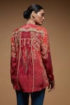 Shop_NIRRAAMYAA_Red Crepe Rhinestones Collared Designer Shirt _at_Aza_Fashions