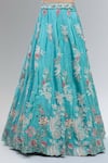 Buy_Samyukta Singhania_Turquoise Satin, Net Beads, Sequins, Zari, Pearls, Stones, Blue Lehenga Set _Online_at_Aza_Fashions