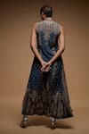 Shop_Nirraamyaa_Blue Rhinestones High Neck Printed Gown _at_Aza_Fashions