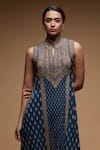 Buy_Nirraamyaa_Blue Rhinestones High Neck Printed Gown _Online_at_Aza_Fashions