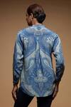 Shop_NIRRAAMYAA_Blue Bamboo Rhinestones Mandarin Collar Paisley Print Designer Shirt _at_Aza_Fashions