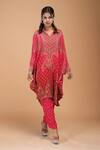 Buy_Nirraamyaa_Red Bamboo Rhinestones Collared Embroidered Kaftan Set _at_Aza_Fashions