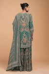 Shop_NIRRAAMYAA_Green Georgette, Brocade, Viscose Rhinestones Round Neck Designer Kurta Set  _at_Aza_Fashions