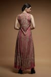 Shop_NIRRAAMYAA_Pink Brocade Rhinestones Keyhole Neck Designer Gown _at_Aza_Fashions