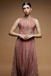Shop_NIRRAAMYAA_Pink Brocade Rhinestones Keyhole Neck Designer Gown _Online_at_Aza_Fashions