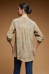 Shop_NIRRAAMYAA_Mustard Rhinestones Mandarin Collar Yellow Embroidered Shirt _at_Aza_Fashions