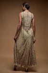 Buy_NIRRAAMYAA_Beige Rhinestones Keyhole Neck Embroidered Gown _Online_at_Aza_Fashions