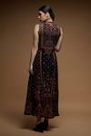 Shop_NIRRAAMYAA_Black Brocade Rhinestones Keyhole Neck Embellished Gown _at_Aza_Fashions