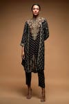 Buy_NIRRAAMYAA_Black Bamboo Rhinestones Round Neck Embroidered Kurta Set _Online_at_Aza_Fashions