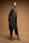 Shop_NIRRAAMYAA_Black Bamboo Rhinestones Round Neck Embroidered Kurta Set _Online_at_Aza_Fashions