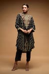 Buy_NIRRAAMYAA_Black Bamboo Rhinestones Round Neck Embroidered Kurta Set _at_Aza_Fashions