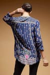Shop_NIRRAAMYAA_Blue Bamboo Rhinestones Mandarin Collar Floral Embroidered Shirt _at_Aza_Fashions