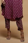 Buy_NIRRAAMYAA_Wine Bamboo, Crepe Rhinestones Collared Embroidered Kurta Set _Online_at_Aza_Fashions