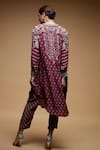 Shop_NIRRAAMYAA_Wine Bamboo, Crepe Rhinestones Collared Embroidered Kurta Set _at_Aza_Fashions