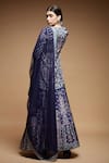 Shop_NIRRAAMYAA_Blue Polyester, Crepe, Net Rhinestones Keyhole Neck Embroidered Lehenga Set _at_Aza_Fashions
