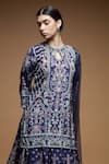 Shop_NIRRAAMYAA_Blue Polyester, Crepe, Net Rhinestones Keyhole Neck Embroidered Lehenga Set _Online_at_Aza_Fashions