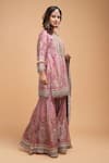 Buy_NIRRAAMYAA_Pink Georgette, Viscose Rhinestones Round Neck Kurta Set _Online_at_Aza_Fashions