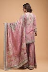 Shop_NIRRAAMYAA_Pink Georgette, Viscose Rhinestones Round Neck Kurta Set _at_Aza_Fashions