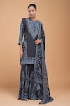 Buy_NIRRAAMYAA_Blue Georgette, Viscose Rhinestones Round Neck Designer Kurta Set  _Online_at_Aza_Fashions