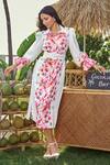 Shop_Verano by Tanya_White Cotton, Linen, Voile Collared Floral Print Danna Midi Dress _Online_at_Aza_Fashions