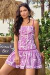 Shop_Verano by Tanya_Purple Cotton, Linen Square Neck Designer Ula Short Dress _Online_at_Aza_Fashions