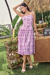 Buy_Verano by Tanya_Purple Cotton, Linen Square Neck Ula Midi Dress _Online_at_Aza_Fashions