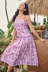 Shop_Verano by Tanya_Purple Cotton, Linen Square Neck Ula Midi Dress _Online_at_Aza_Fashions
