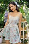 Buy_Verano by Tanya_Multi Color Cotton, Linen Square Neck Floral Print Julia Short Dress _Online_at_Aza_Fashions