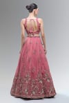 Shop_Samyukta Singhania_Pink Tissue, Net Beads, Sequins, Stones, Embroidery V-neck Classic Lehenga Set _at_Aza_Fashions
