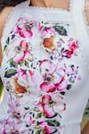 Shop_Verano by Tanya_Off White Cotton, Linen Embroidery Halter Neck Kiana Floral Print Short Dress _Online_at_Aza_Fashions