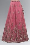 Samyukta Singhania_Pink Tissue, Net Beads, Sequins, Stones, Embroidery V-neck Classic Lehenga Set _at_Aza_Fashions