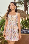 Verano by Tanya_Multi Color Cotton Square Neck Lana Short Dress _Online_at_Aza_Fashions