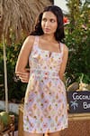 Shop_Verano by Tanya_Multi Color Cotton Square Neck Lana Short Dress _Online_at_Aza_Fashions