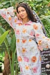 Buy_Verano by Tanya_White Cotton, Linen Tassels Collared Floral Print Midi Dress With Belt _Online_at_Aza_Fashions