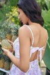 Buy_Verano by Tanya_Lilac Cotton, Linen Beads Square Neck Maui Short Dress 